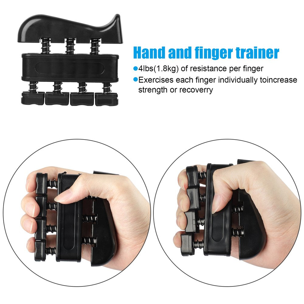 5Pcs Hand Grip Strengthener Forearm Workout Kit,  Grip Strength Trainer, Adjustable Resistance 22 to 132Lbs Hand Gripper, Finger Exerciser, Finger Stretcher, Grip Loop, Stress Relief Grip Ball